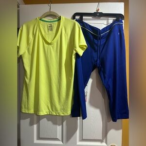 Danskin Now Fitted Blue and Bright Yellow Activewear - 2 pieces!